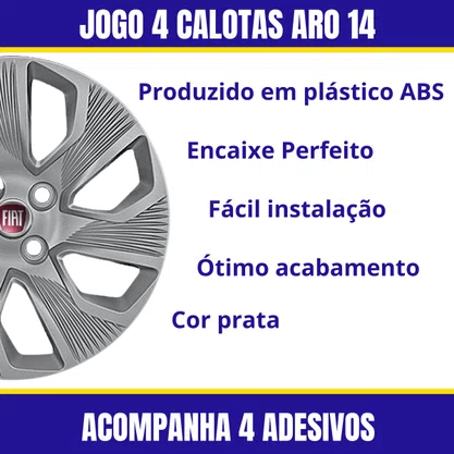 Jogo Calota Aro 14 Fiat Grand Siena 2014 Até 2015