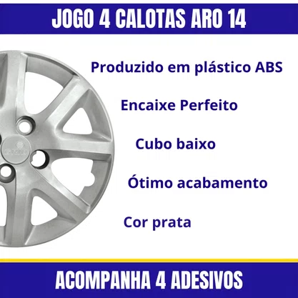  Jogo Calota Aro 14 Fiat Grand Siena EL 2014 