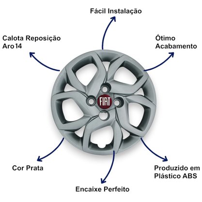 Jogo Calota Aro 14 Fiat Mobi 2017 Até 2018