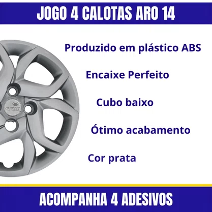 Jogo Calota Aro 14 Fiat Mobi 2017 Até 2018
