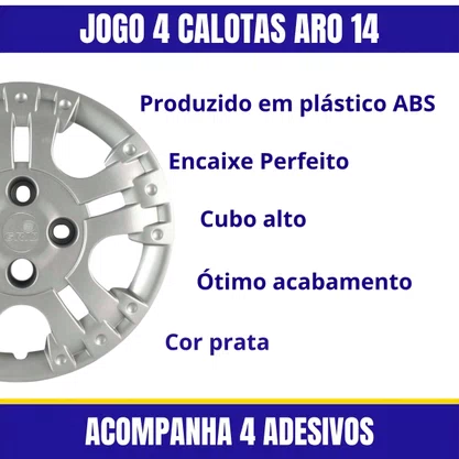 Jogo Calota Aro 14 Fiat Palio Adventure Locker 2008 Até 2014