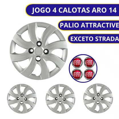 Jogo Calota Aro 14 Fiat Palio Attractive 2012 Até 2013
