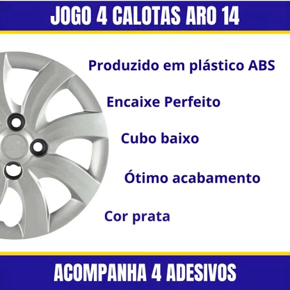 Jogo Calota Aro 14 Fiat Palio Attractive 2012 Até 2013