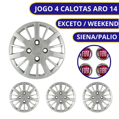 Jogo Calota Aro 14 Fiat Palio Siena 2004 Até 2016 