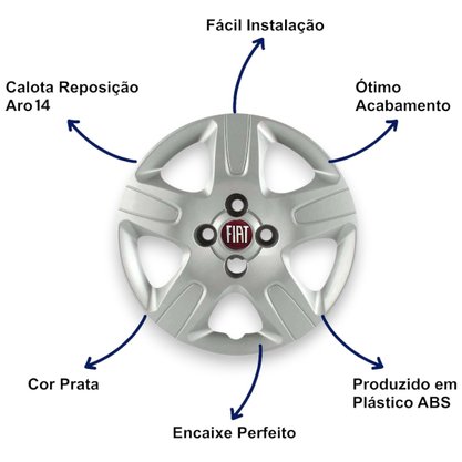 Jogo Calota Aro 14 Fiat Strada Weekend 2014 Até 2020