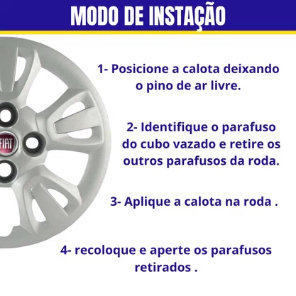 Jogo Calota Aro 14 Fiat Uno Way 2011 Até 2012