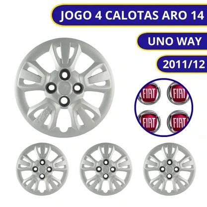 Jogo Calota Aro 14 Fiat Uno Way 2011 Até 2012