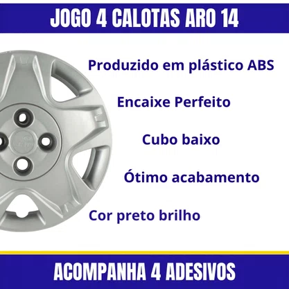 Jogo Calota Aro 14 Fiesta Hach Sedan 2011 2012 Cubo Baixo 