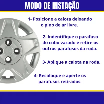 Jogo Calota Aro 14 Fiesta Hach Sedan 2011 2012 Cubo Baixo 