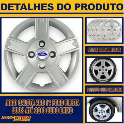 Jogo Calota Aro 14 Ford Fiesta 2008 Até 2010 