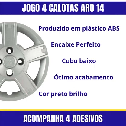 Jogo Calota Aro 14 Ford Fiesta 2008 Até 2010 