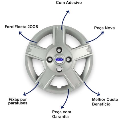 Jogo Calota Aro 14 Ford Fiesta 2008 Até 2010 