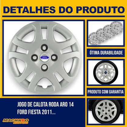 Jogo Calota Aro 14 Ford Fiesta Hatch Sedan 2011 Até 2013
