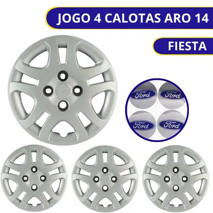 Jogo Calota Aro 14 Ford Fiesta Hatch Sedan 2011 Até 2013
