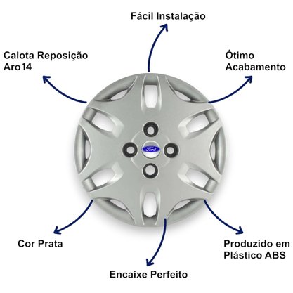 Jogo Calota Aro 14 Ford Ka 2011 a 2012