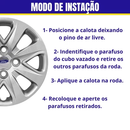 Jogo Calota Aro 14 Ford KA 2015 Até 2018  