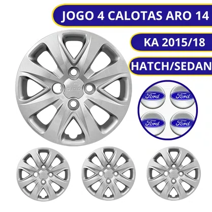 Jogo Calota Aro 14 Ford KA 2015 Até 2018  