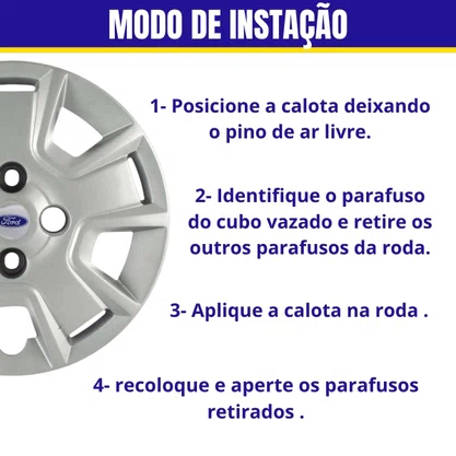 Jogo Calota Aro 14 Ford KA Fiesta 2007 Até 2013 