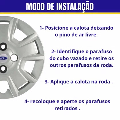 Jogo Calota Aro 14 Ford KA Fiesta 2007 Até 2013 