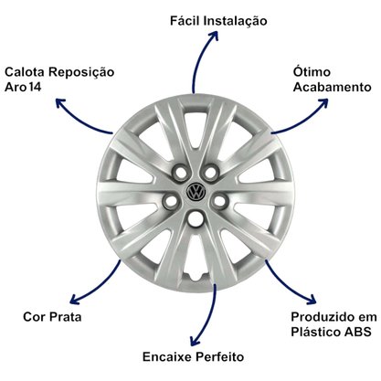 Jogo Calota Aro 14 Fox Polo 2011 Até 2015