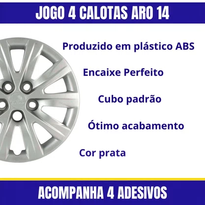 Jogo Calota Aro 14 Fox Polo 2011 Até 2015