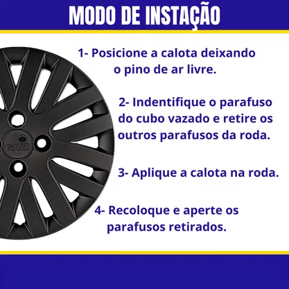 Jogo Calota Aro 14 Gol G5 2009 Preto Cubo Padrão