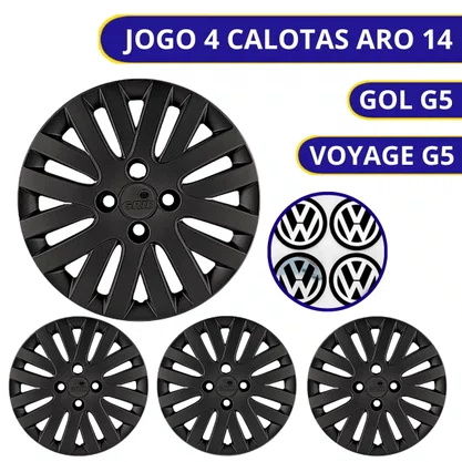 Jogo Calota Aro 14 Gol G5 2009 Preto Cubo Padrão