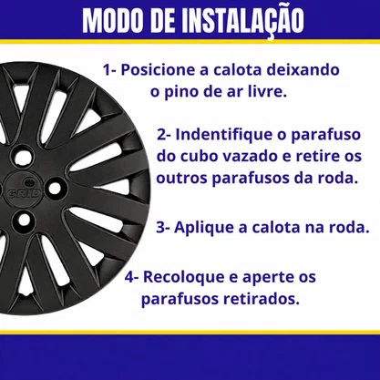 Jogo Calota Aro 14 Gol G5 2009 Preto Cubo Padrão