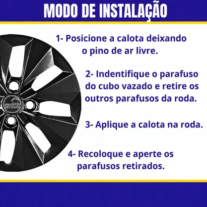 Jogo Calota Aro 14 Gol G6 2013 a 2016 Preto Cubo Baixo