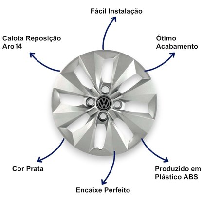 Jogo Calota Aro 14 Gol Saveiro Voyage G5 G6 2013 Até 2016