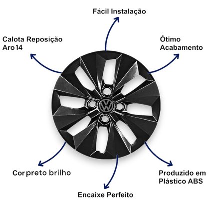 Jogo Calota Aro 14 Gol Saveiro Voyage G5 G6 2009 Até 2016