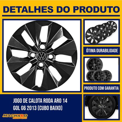 Jogo Calota Aro 14 Gol G6 2013 a 2016 Preto Cubo Baixo