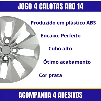 Jogo Calota Aro 14 Gol Saveiro Voyage G5 G6 2013 Até 2016