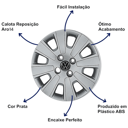 Jogo Calota Aro 14 Volkswagen Gol Voyage 2009 Até 2010