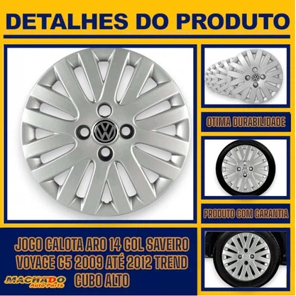 Jogo Calota Aro 14 Gol Voyage Saveiro G5 2009 Até 2012 