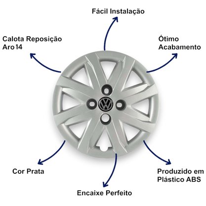 Jogo Calota Aro 14 Gol Voyage Saveiro G5 2012 Cubo Alto