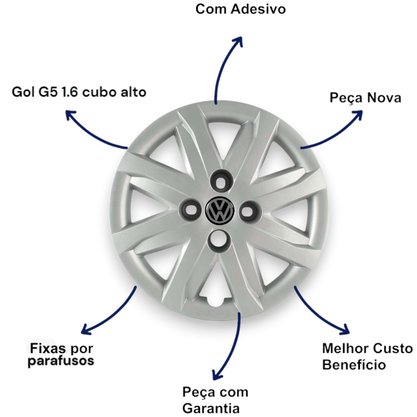 Jogo Calota Aro 14 Gol Voyage Saveiro G5 2012 Cubo Alto