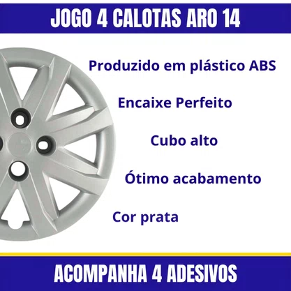 Jogo Calota Aro 14 Gol Voyage Saveiro G5 2012 Cubo Alto