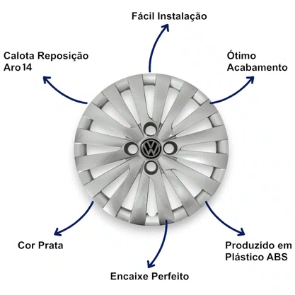 Jogo Calota Aro 14 Gol Voyage Saveiro G5 G6 2014