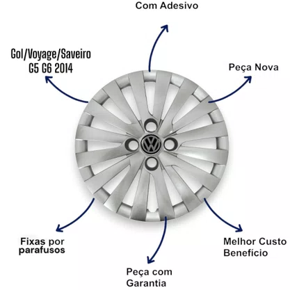 Jogo Calota Aro 14 Gol Voyage Saveiro G5 G6 2014