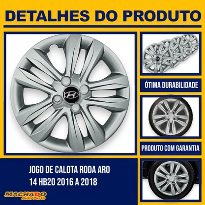 Jogo Calota Aro 14 HB20 Hatch Sedan 2012 Até 2018 