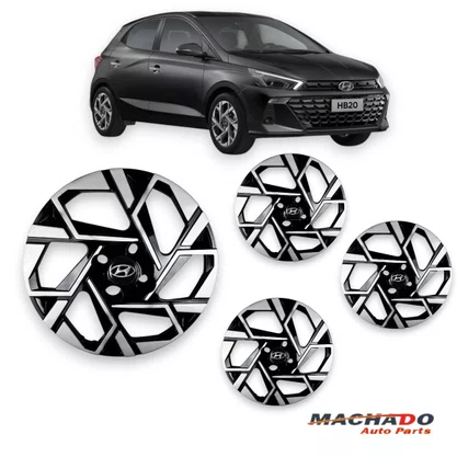 Jogo Calota Aro 14 HB20 Hatch Sedan Após 2024 Preto Prata 