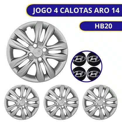 Jogo Calota Aro 14 HB20 Hatch Sedan 2012 Até 2018 