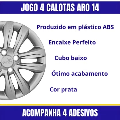 Jogo Calota Aro 14 HB20 Hatch Sedan 2012 Até 2018 