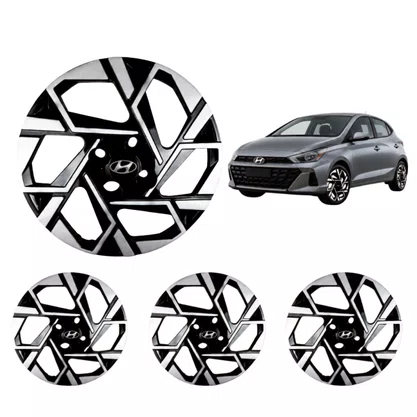Jogo Calota Aro 14 HB20 Hatch Sedan Após 2024 Preto Prata 