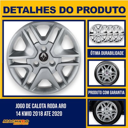 Jogo Calota Aro 14 Renault Kwid 2018 Até 2020
