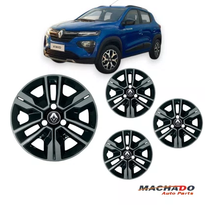 Jogo Calota Aro 14 Kwid 2023 Preta Prata