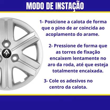Jogo Calota Aro 14 Kwid Zen 2017 Até 2021 Cubo Padrão