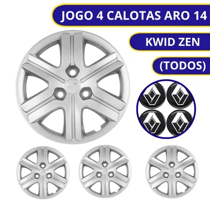 Jogo Calota Aro 14 Kwid Zen 2017 Até 2021 Cubo Padrão