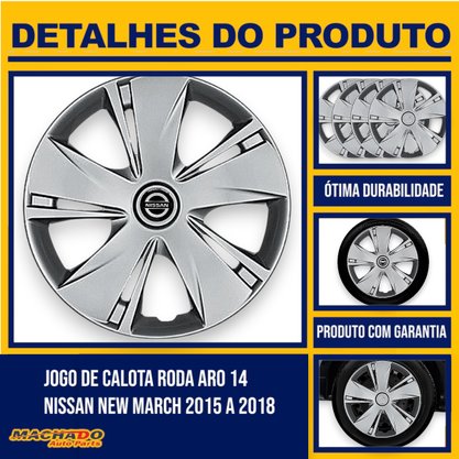 Jogo Calota Aro 14 Nissan New March 2015 Até 2018